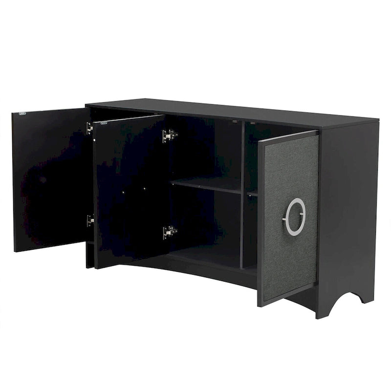 Meuble de rangement au design incurvé avec étagères réglables pour salons