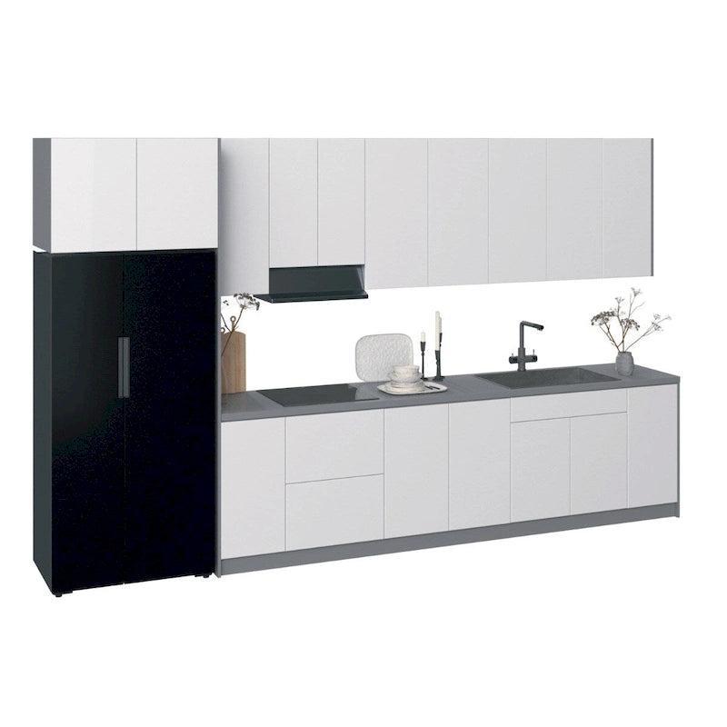 Cuisine Collection Intemporelle Blanc Brillant Meubles Bas Largeur 13 pieds - 157x24