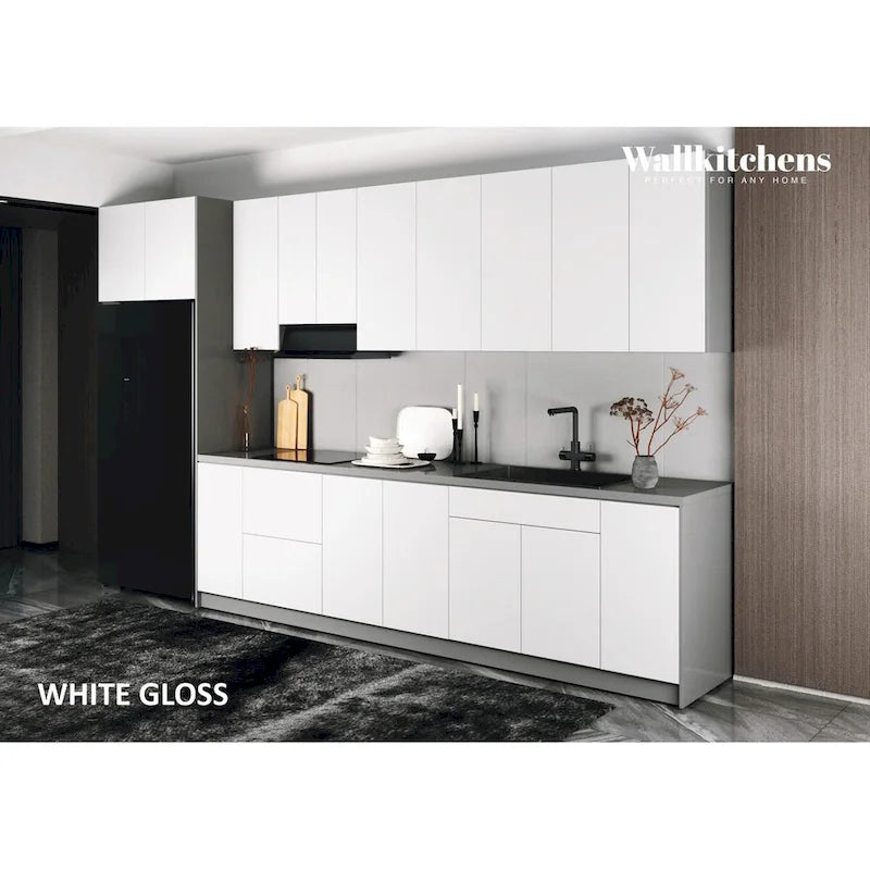 Cuisine Collection Intemporelle Blanc Brillant Meubles Bas Largeur 13 pieds - 157x24