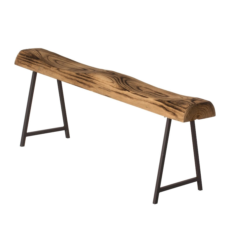 Banc d'appoint rustique en bois sculpté avec bûche naturelle