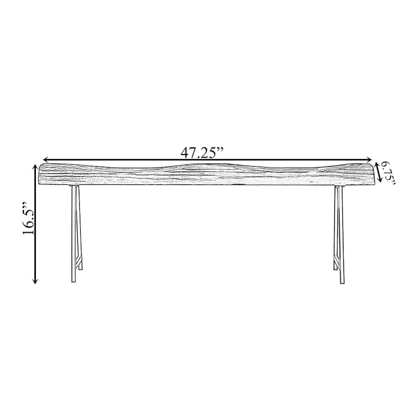 Banc d'appoint rustique en bois sculpté avec bûche naturelle