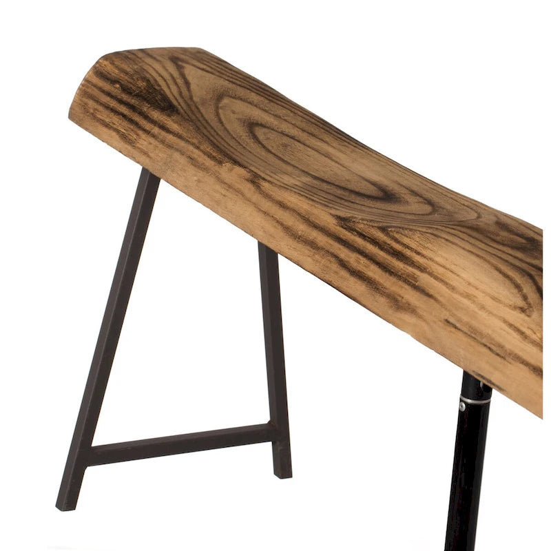 Banc d'appoint rustique en bois sculpté avec bûche naturelle