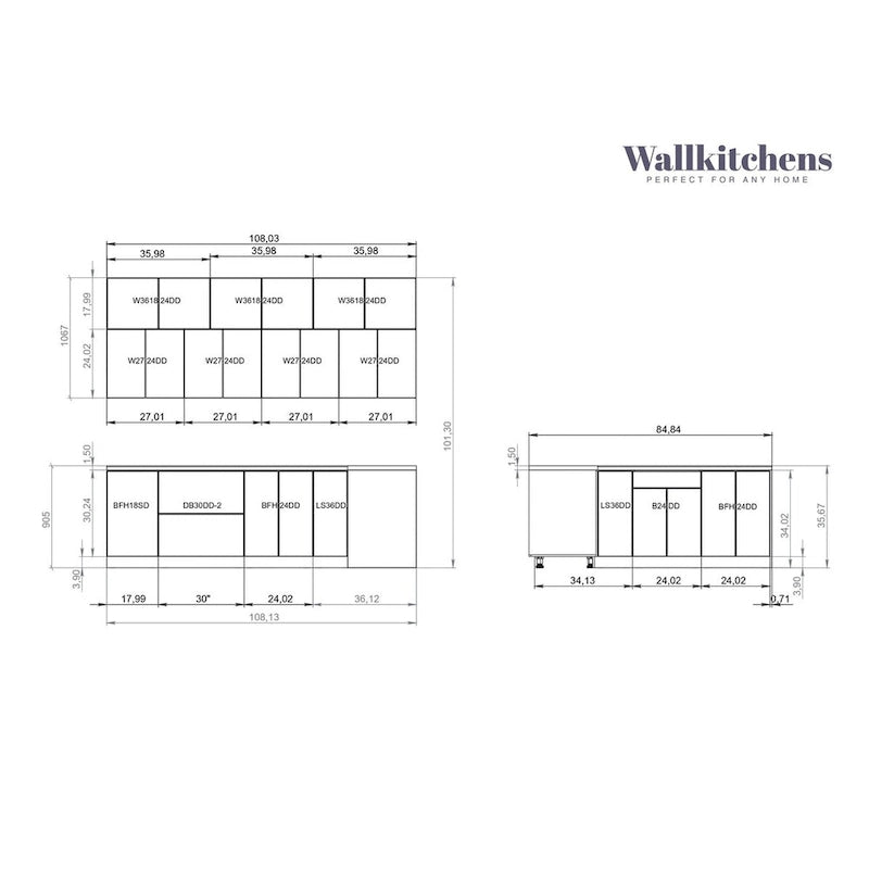 Collection Éclat de Cuisine Base Blanc Mat 9 pieds de large - 108x85