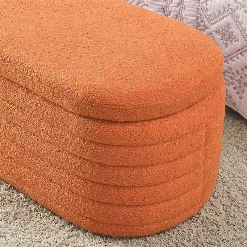 Banc de rangement ottoman, rembourré, bout de lit avec charnière de sécurité