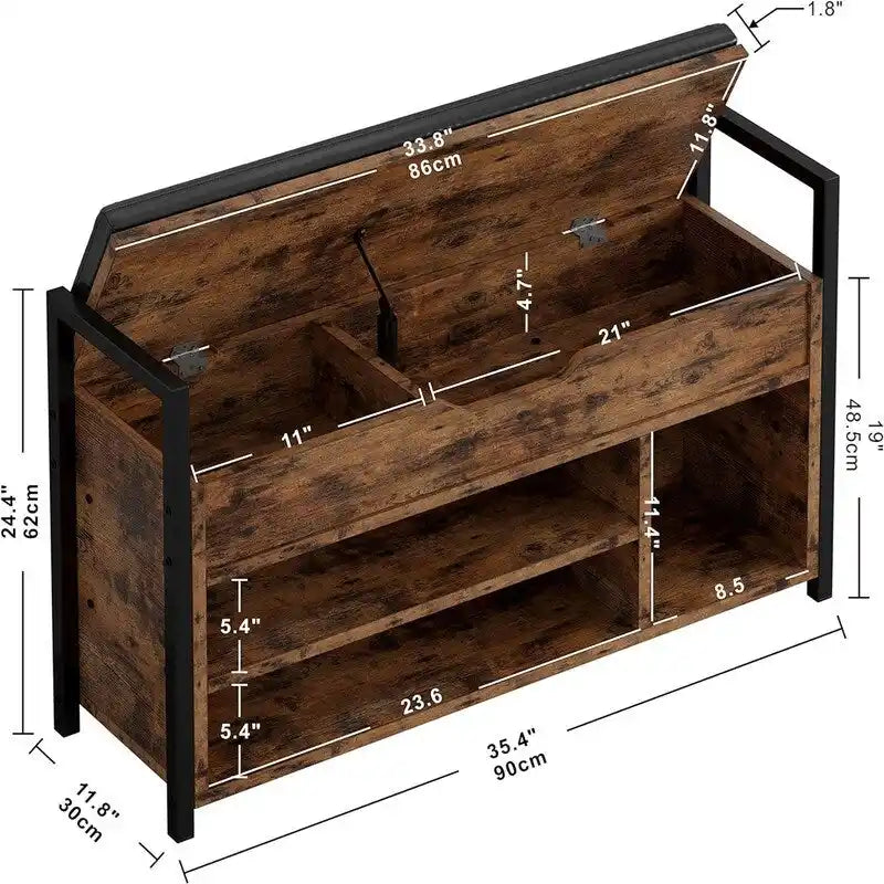 Banc de rangement pour chaussures - 11,8P x 35,4L x 24,4H
