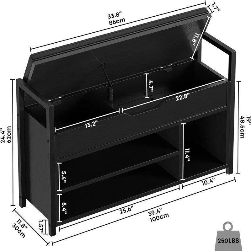 Banc de rangement pour chaussures - 11,8P x 35,4L x 24,4H