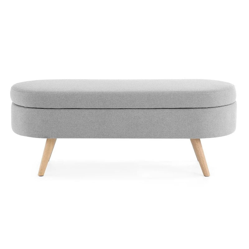 Banc de rangement ovale moderne avec pieds en bois
