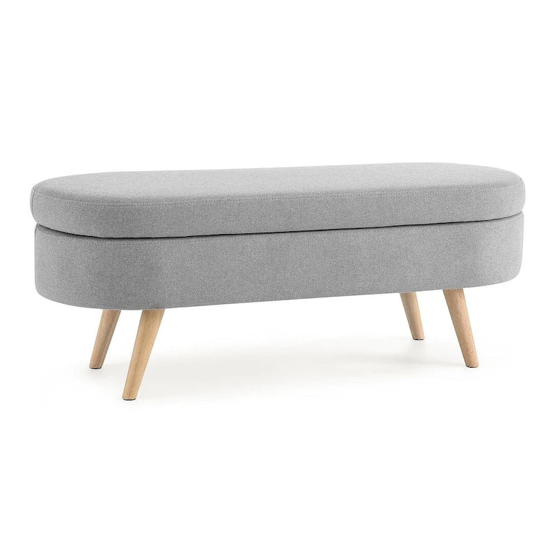 Banc de rangement ovale moderne avec pieds en bois