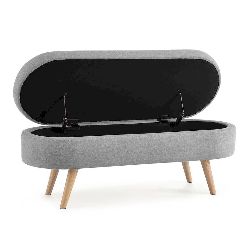 Banc de rangement ovale moderne avec pieds en bois
