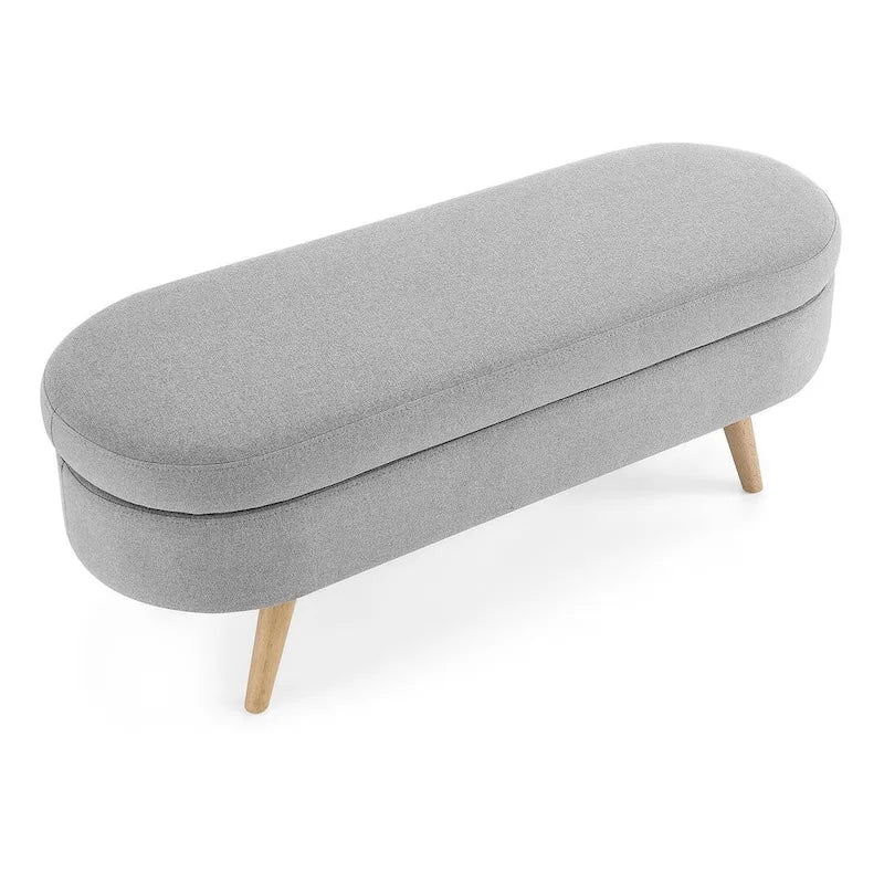 Banc de rangement ovale moderne avec pieds en bois