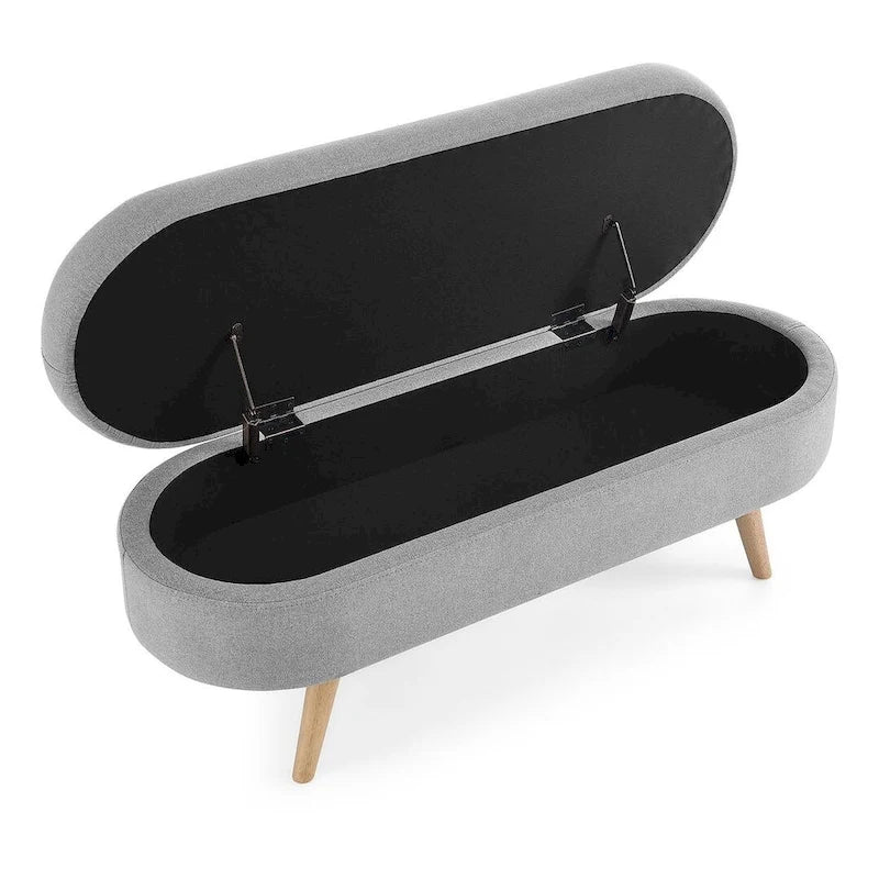 Banc de rangement ovale moderne avec pieds en bois