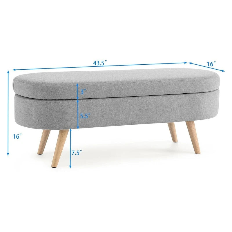 Banc de rangement ovale moderne avec pieds en bois