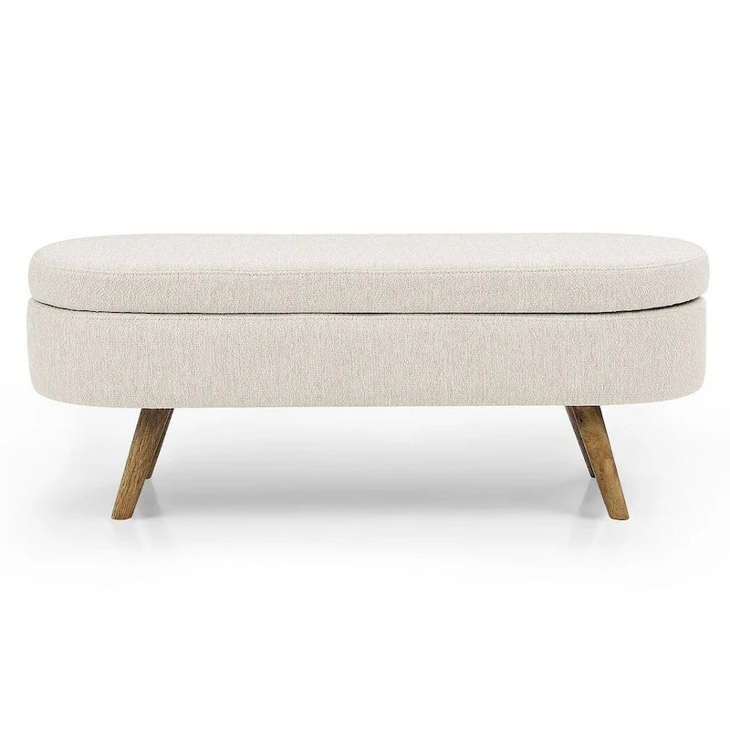 Banc de rangement ovale moderne avec pieds en bois