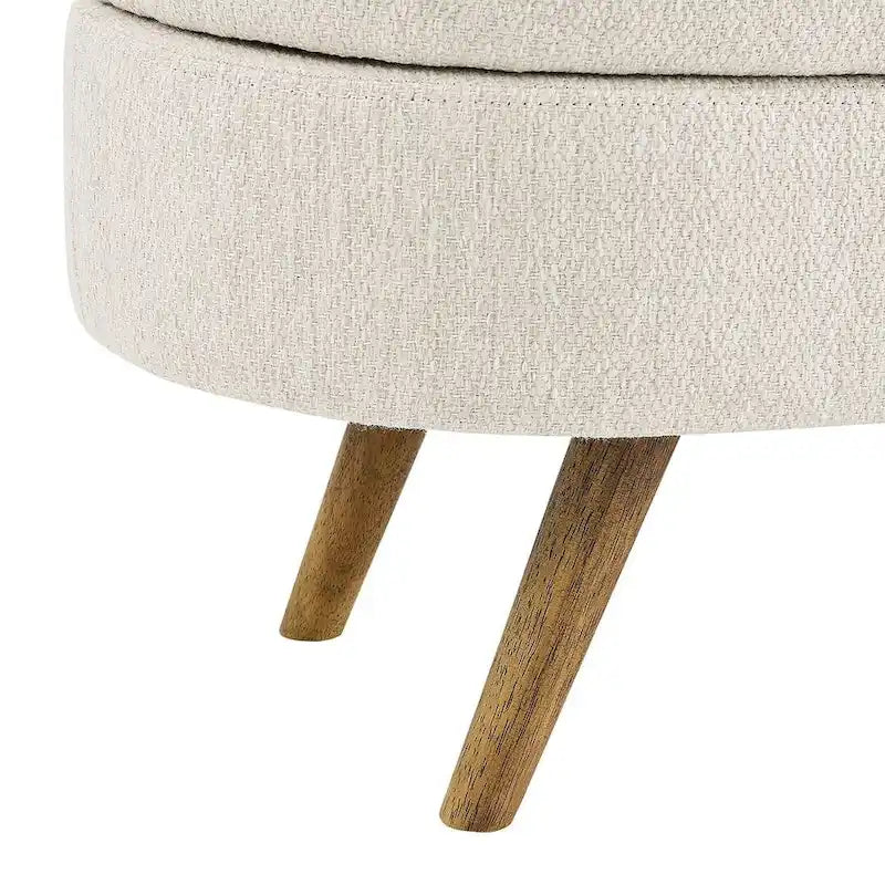 Banc de rangement ovale moderne avec pieds en bois
