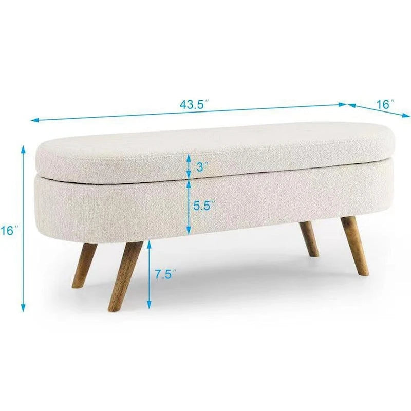 Banc de rangement ovale moderne avec pieds en bois