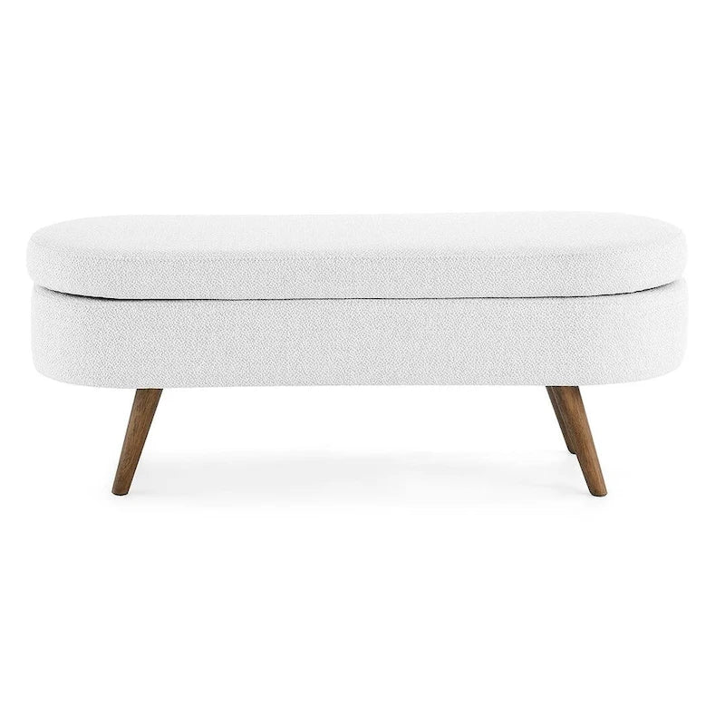 Banc de rangement ovale moderne avec pieds en bois