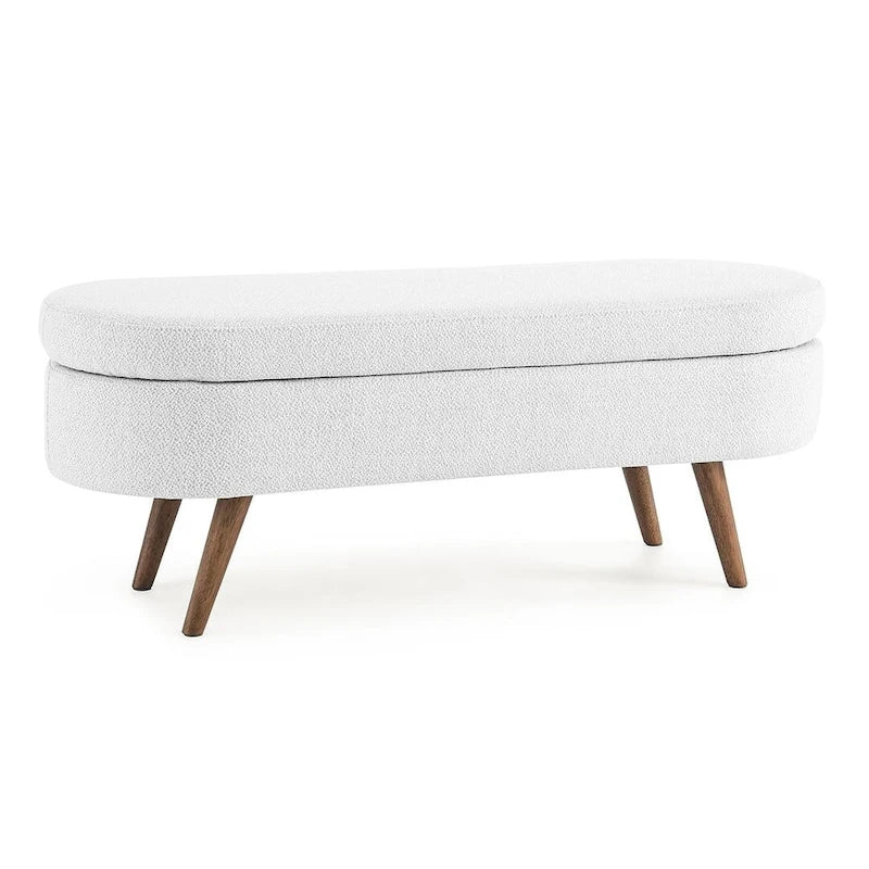 Banc de rangement ovale moderne avec pieds en bois