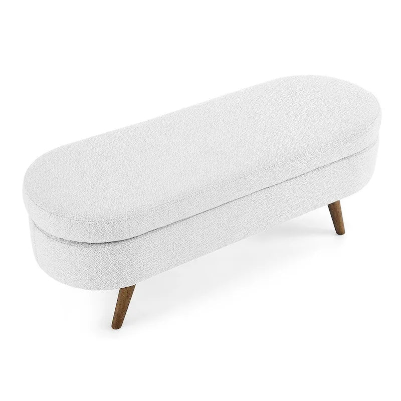 Banc de rangement ovale moderne avec pieds en bois