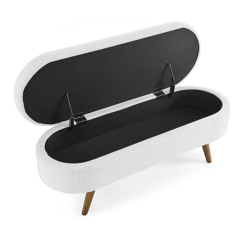 Banc de rangement ovale moderne avec pieds en bois