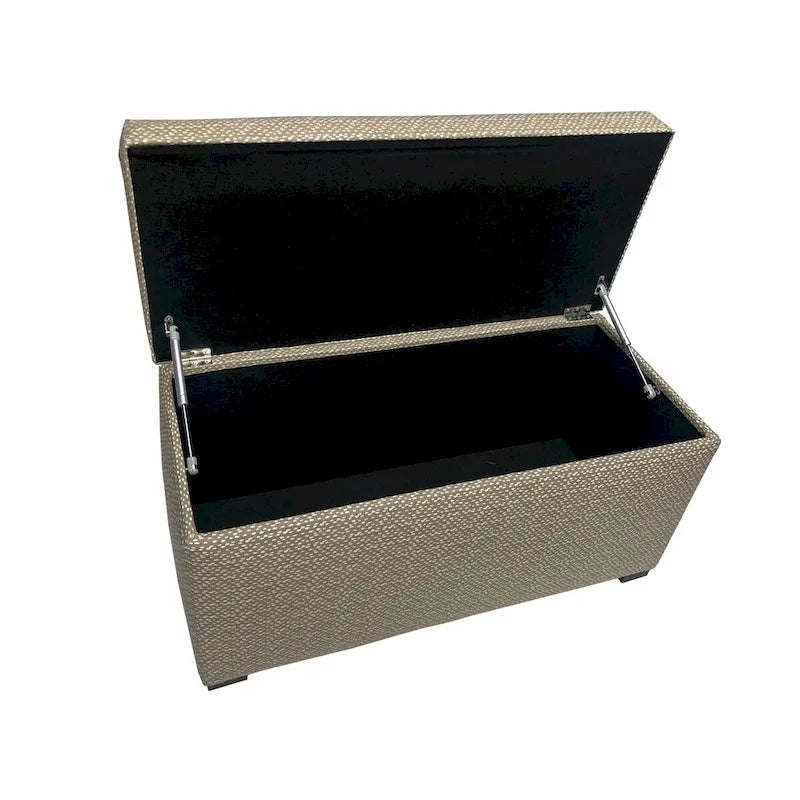 Banc de rangement capitonné de style transitionnel pour salon