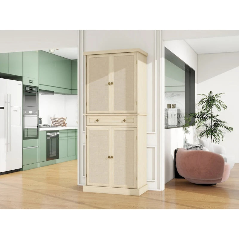 Armoire 4 portes 1 tiroir, avec 4 étagères intérieures réglables, meuble de rangement