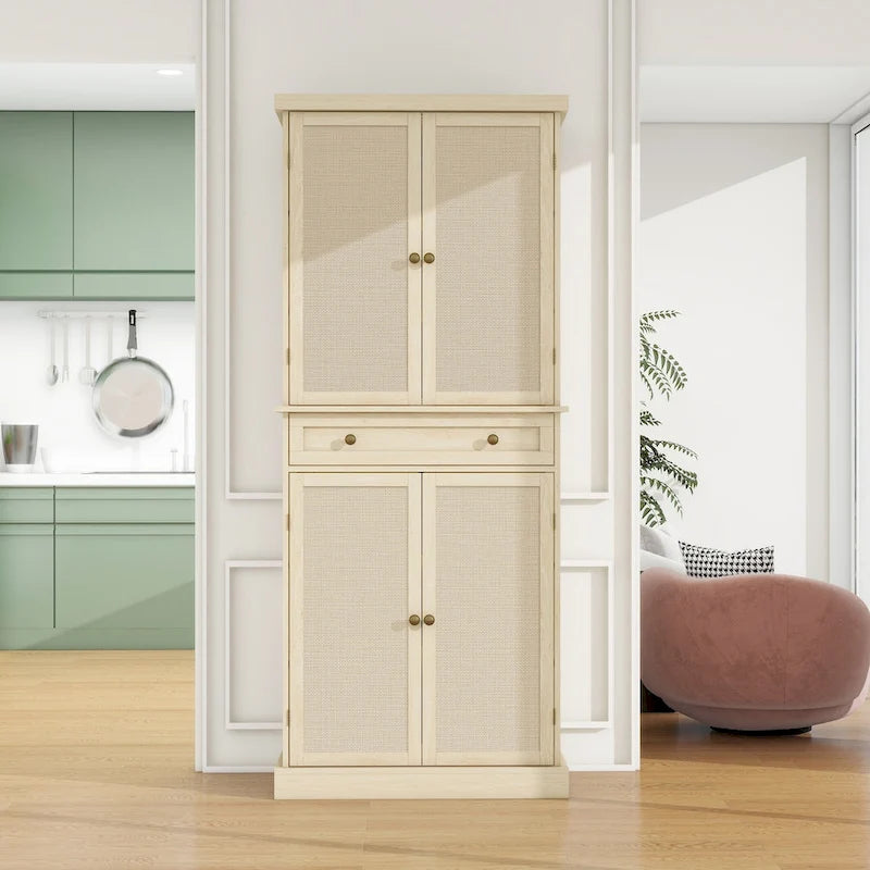 Armoire 4 portes 1 tiroir, avec 4 étagères intérieures réglables, meuble de rangement