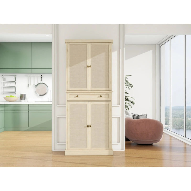 Armoire 4 portes 1 tiroir, avec 4 étagères intérieures réglables, meuble de rangement