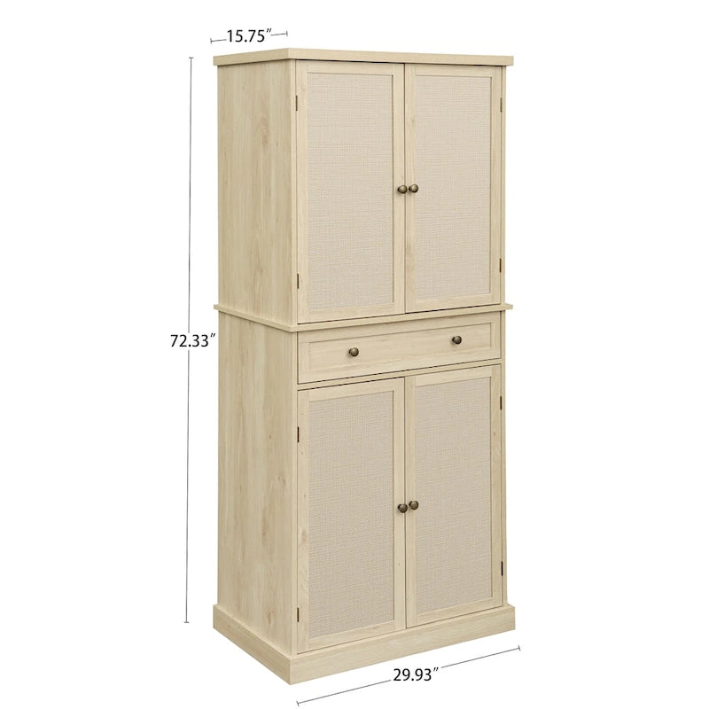 Armoire 4 portes 1 tiroir, avec 4 étagères intérieures réglables, meuble de rangement