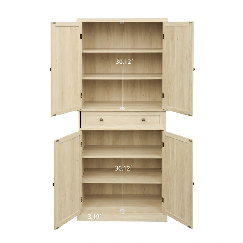 Armoire 4 portes 1 tiroir, avec 4 étagères intérieures réglables, meuble de rangement