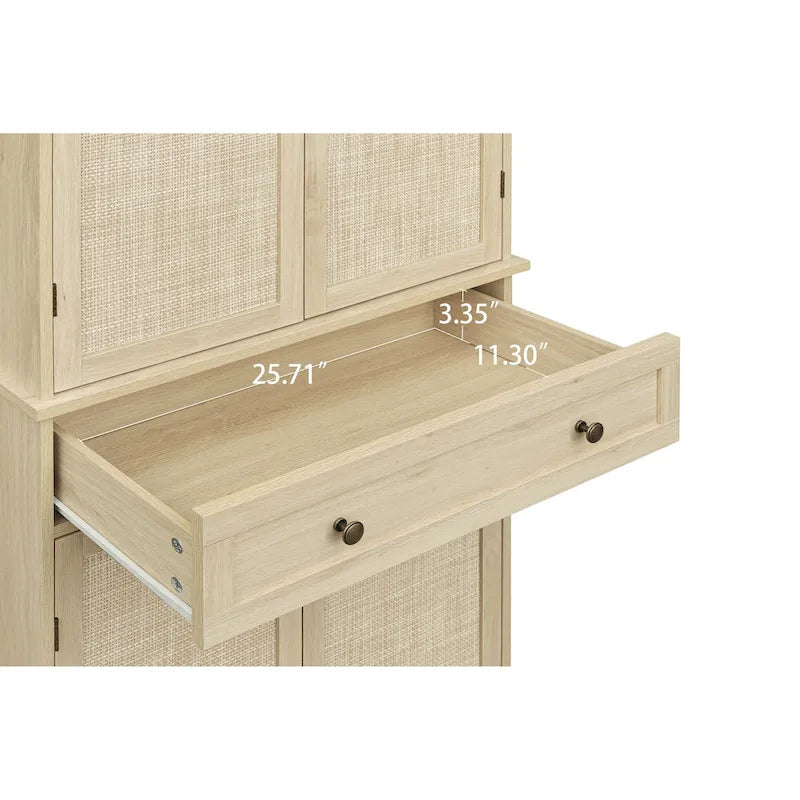 Armoire 4 portes 1 tiroir, avec 4 étagères intérieures réglables, meuble de rangement