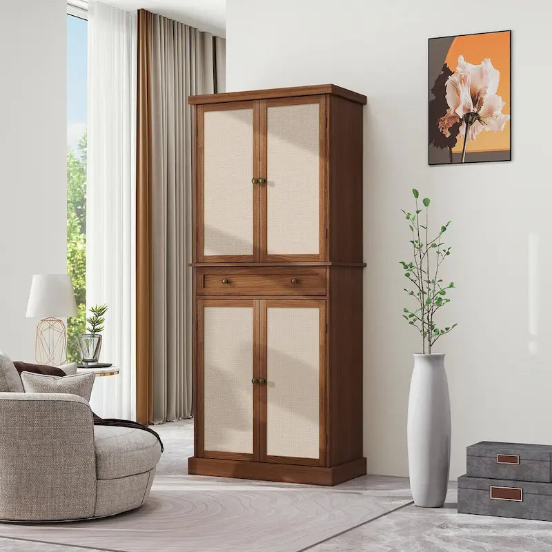 Armoire 4 portes 1 tiroir, avec 4 étagères intérieures réglables, meuble de rangement
