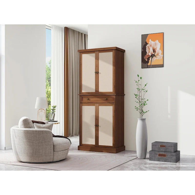 Armoire 4 portes 1 tiroir, avec 4 étagères intérieures réglables, meuble de rangement
