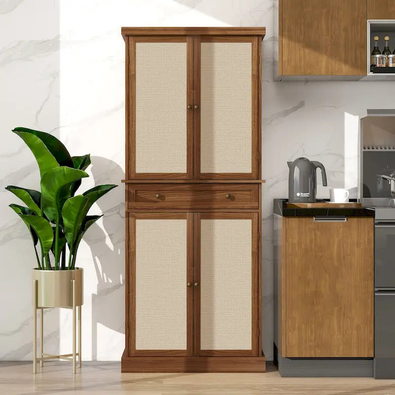 Armoire 4 portes 1 tiroir, avec 4 étagères intérieures réglables, meuble de rangement