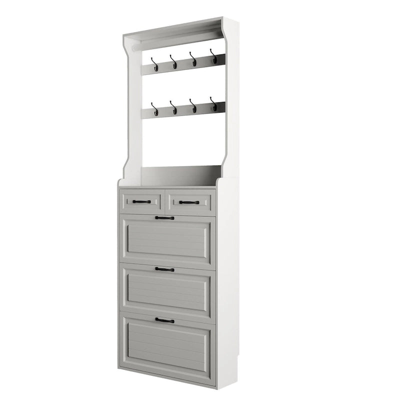 Nouveau meuble à chaussures 3 portes 2 tiroirs avec cintre, porte en PVC moulée, grand espace de rangement