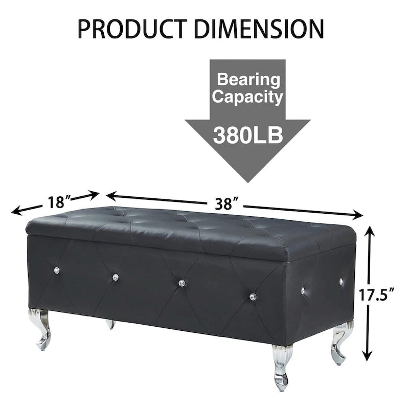 Pouf de rangement en cuir synthétique