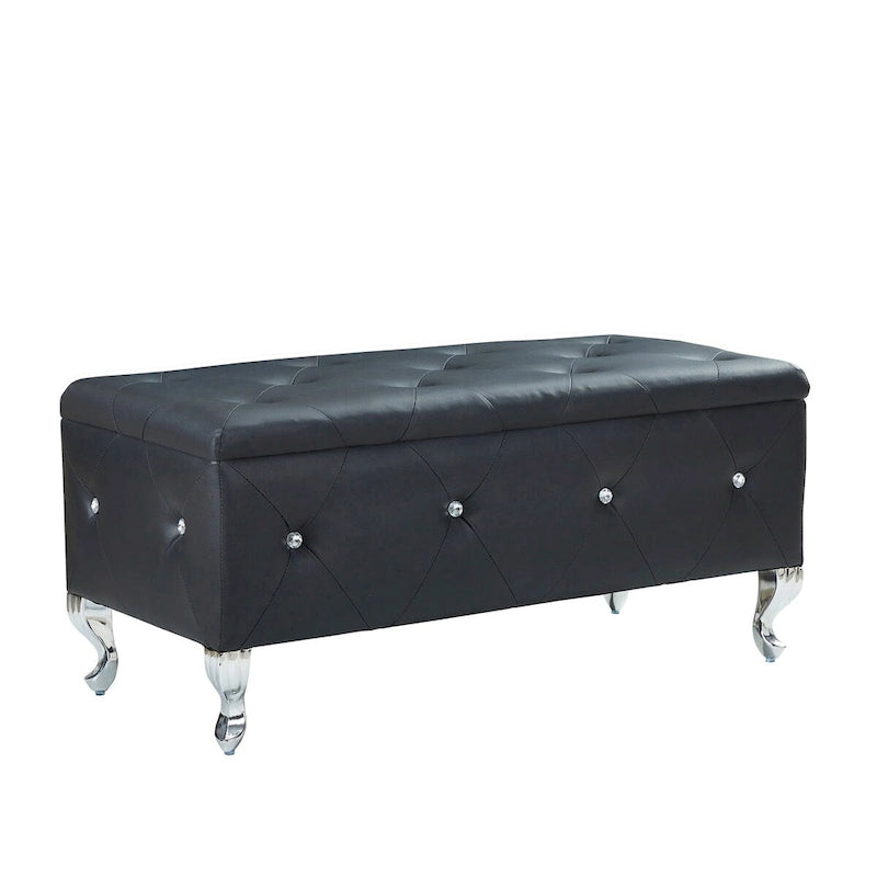 Pouf de rangement en cuir synthétique