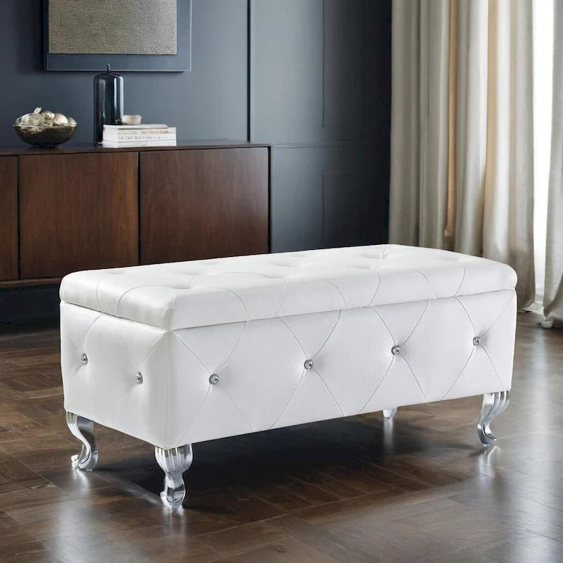 Pouf de rangement en cuir synthétique