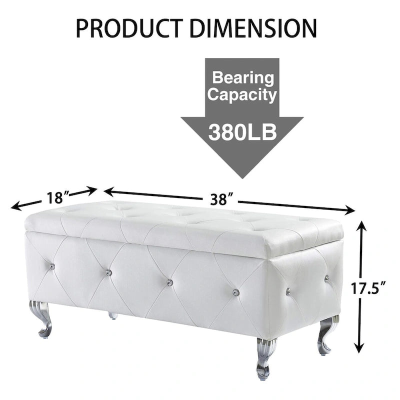 Pouf de rangement en cuir synthétique