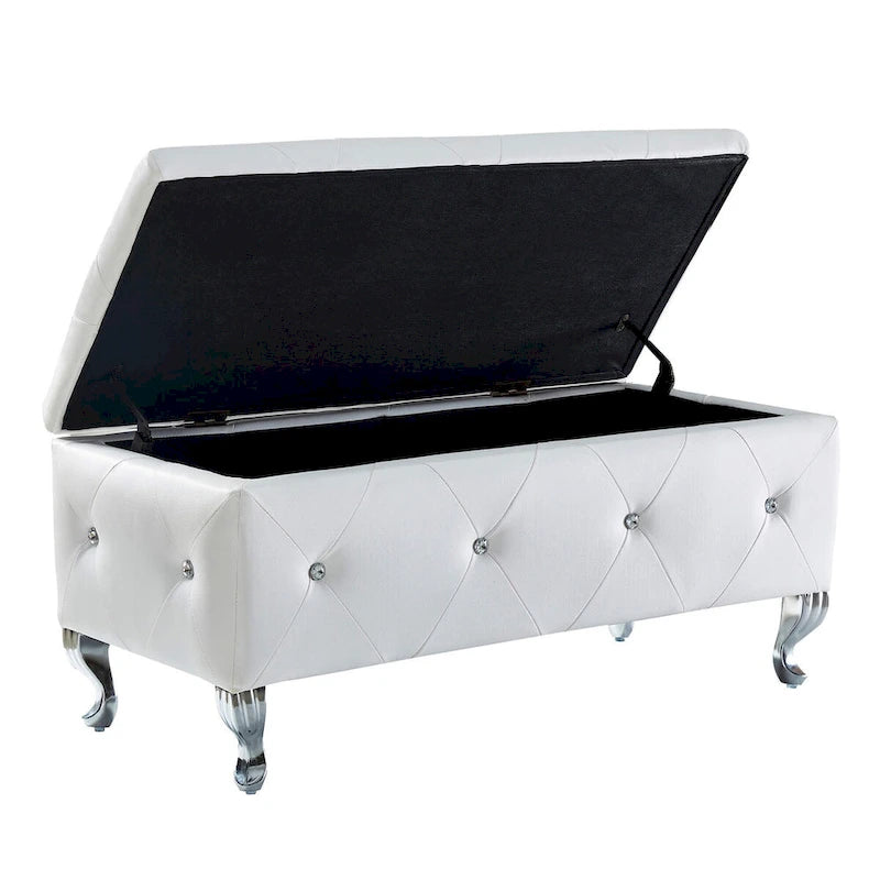 Pouf de rangement en cuir synthétique