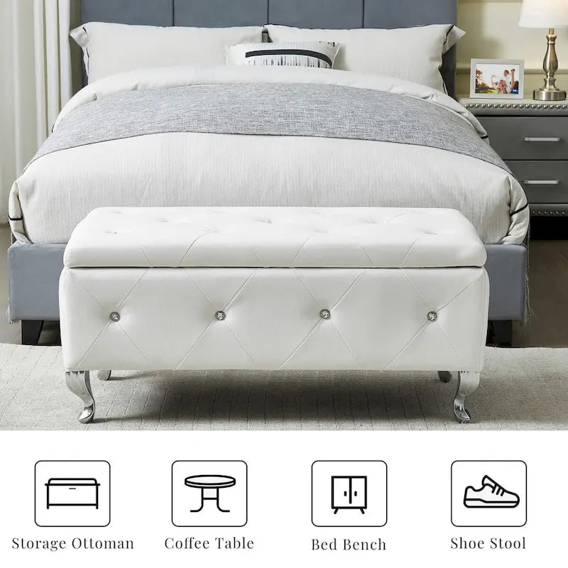 Pouf de rangement en cuir synthétique