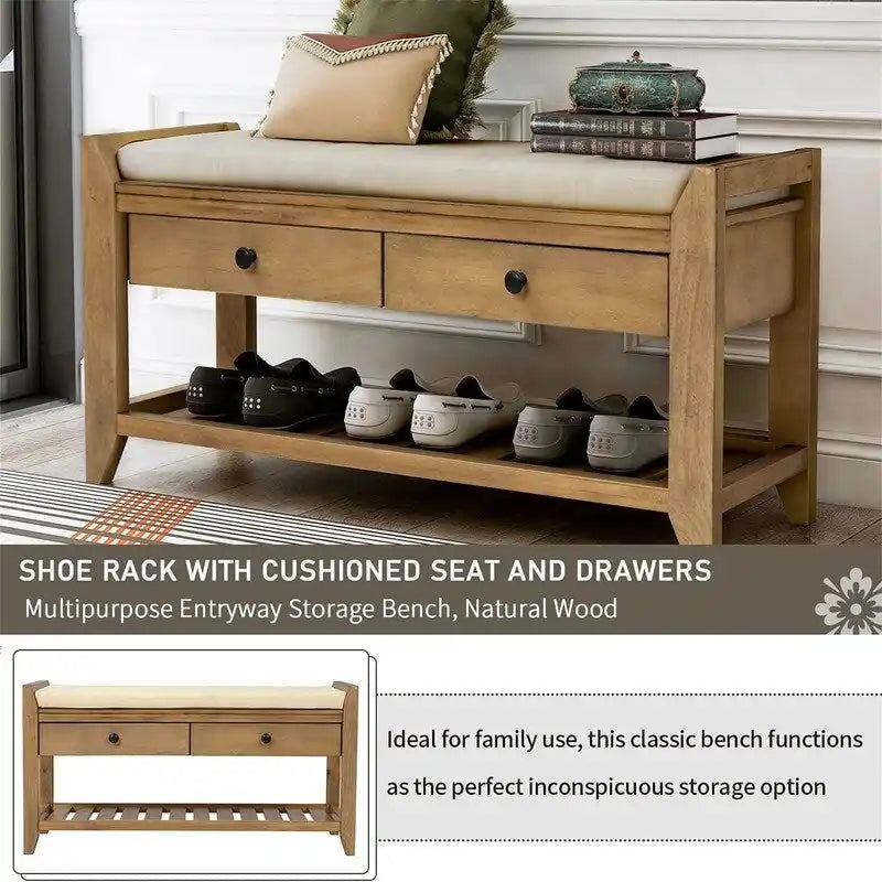 Banc à chaussures avec coussin - 39,4P x 13,8L x 18,9H