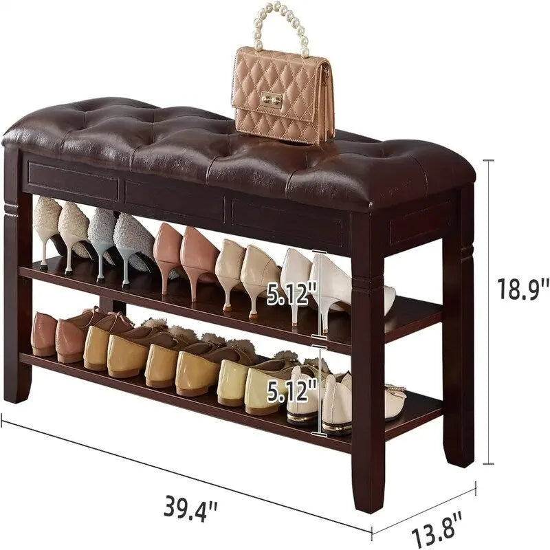 Banc à chaussures avec coussin - 39,4P x 13,8L x 18,9H
