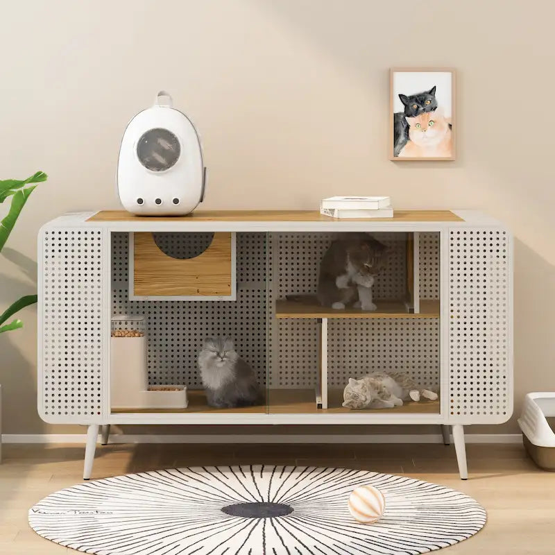 55.12 Maison spacieuse pour chats avec verre trempé