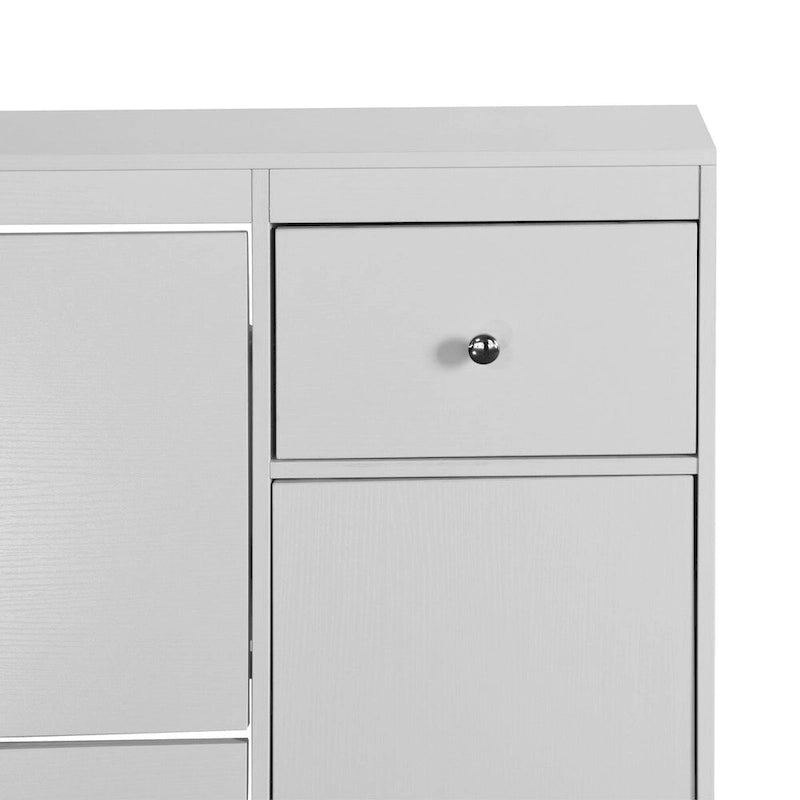 Meuble à chaussures, Organisateur de rangement à chaussures à seau basculant autoportant avec 3 tiroirs rabattables, Rangement étroit d'entrée avec étagère réglable