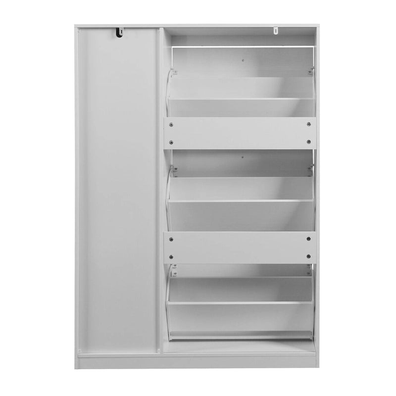 Meuble à chaussures, Organisateur de rangement à chaussures à seau basculant autoportant avec 3 tiroirs rabattables, Rangement étroit d'entrée avec étagère réglable