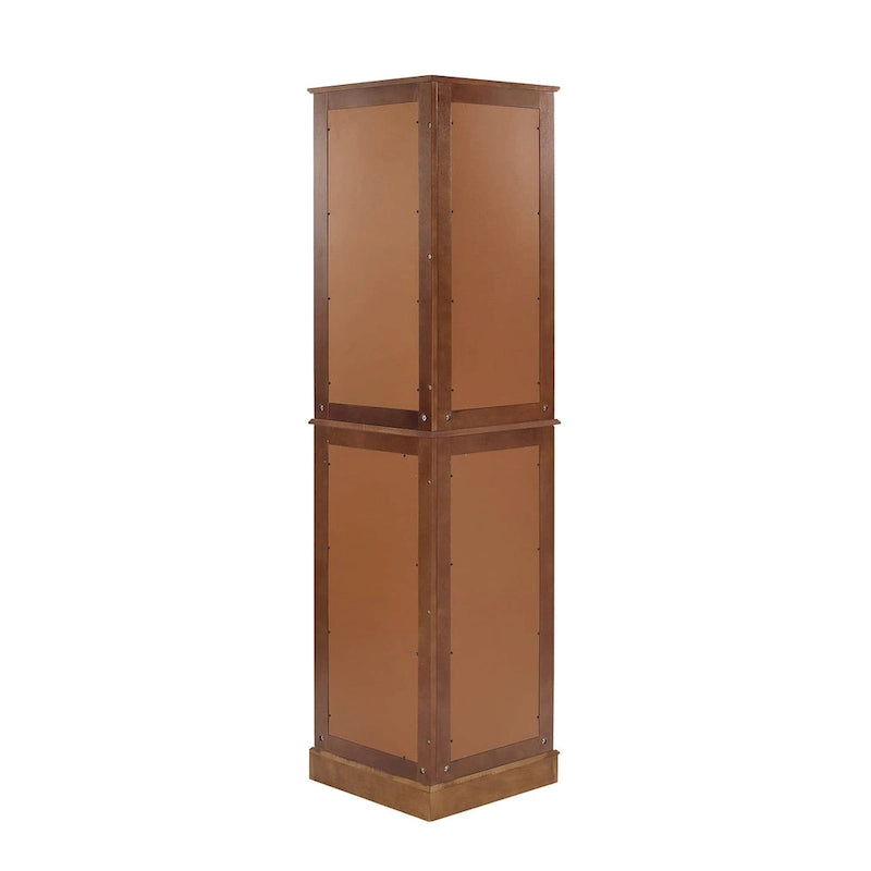 Vitrine d'angle avec éclairage, étagères réglables en verre trempé, fond miroir