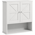 Meuble haut de salle de bain, Armoire à pharmacie murale avec étagère ouverte et étagère réglable, Rangement pour buanderie, Blanc