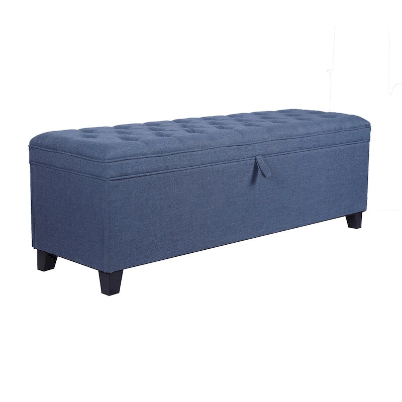 Banc de rangement ottoman extra long de 140 cm avec coffre de rangement à couvercle rabattable et assise rembourrée pour entrée et pied de lit
