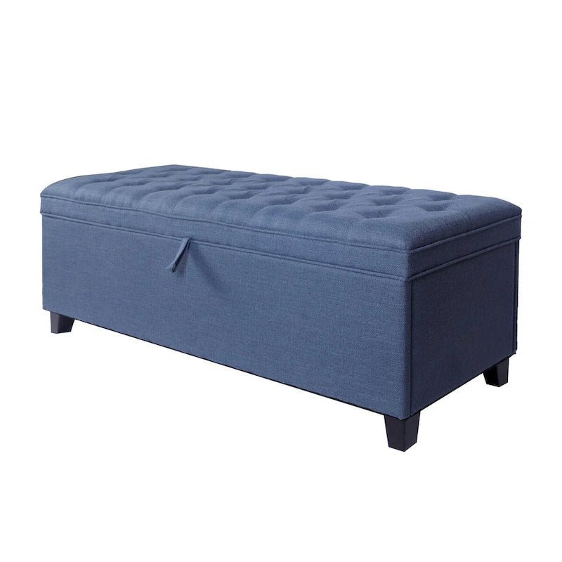 Banc de rangement ottoman extra long de 140 cm avec coffre de rangement à couvercle rabattable et assise rembourrée pour entrée et pied de lit