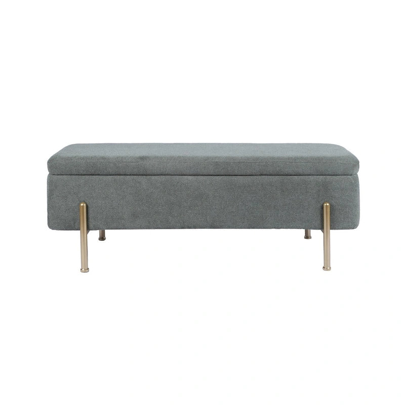 Banc de rangement rectangulaire rembourré avec assise capitonnée et coffre de rangement